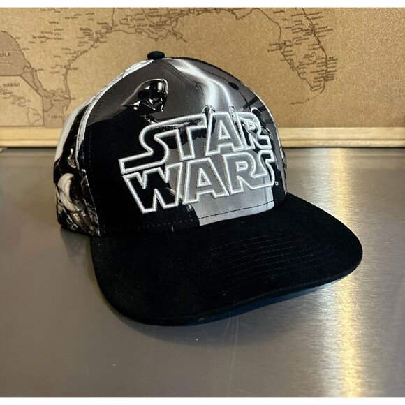 Star Wars Black And White Graphics Snapback Baseball Hat/Cap Licensed Lucas Film - Picture 1 of 10